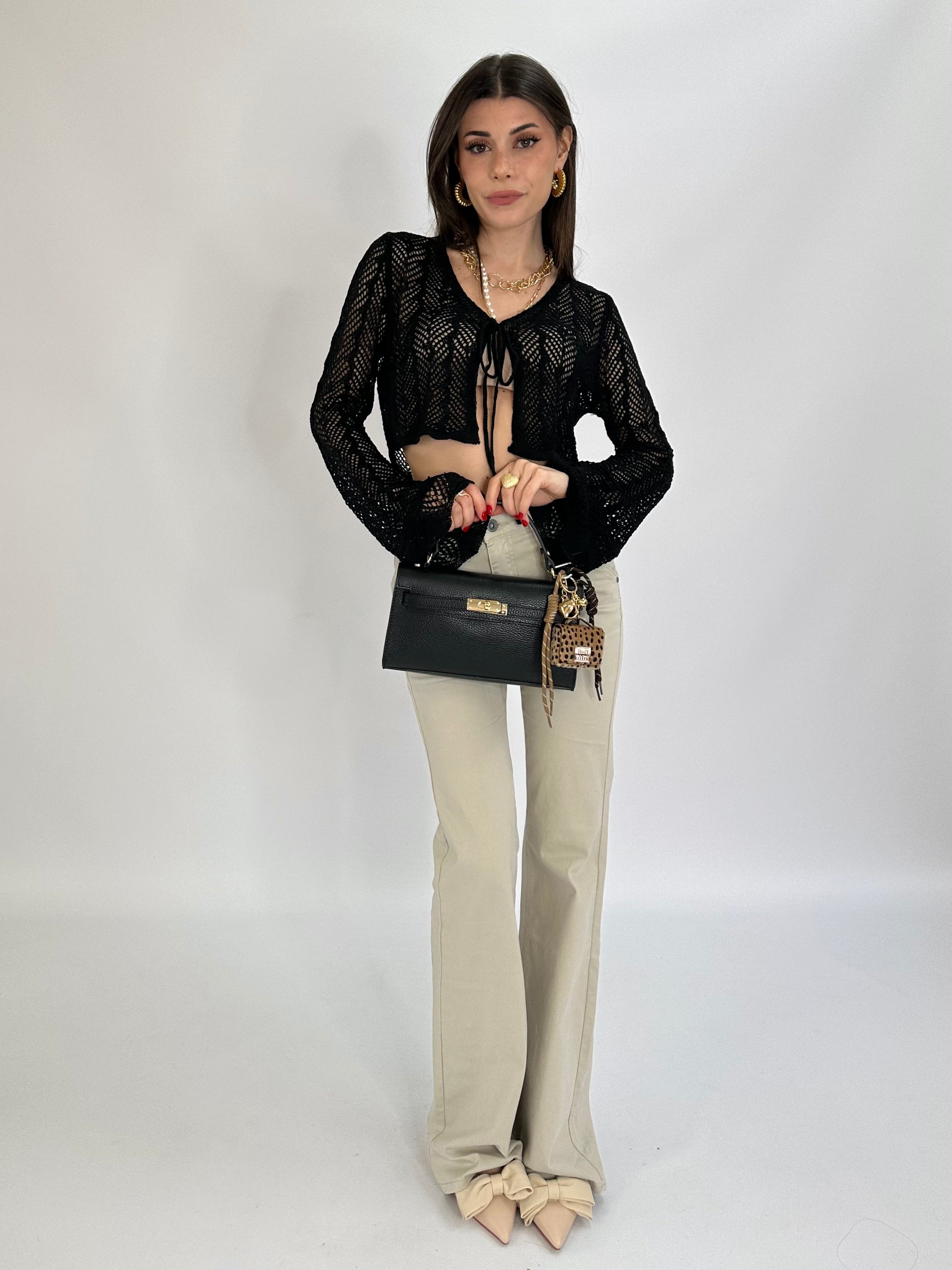 Jeans a zampa beige