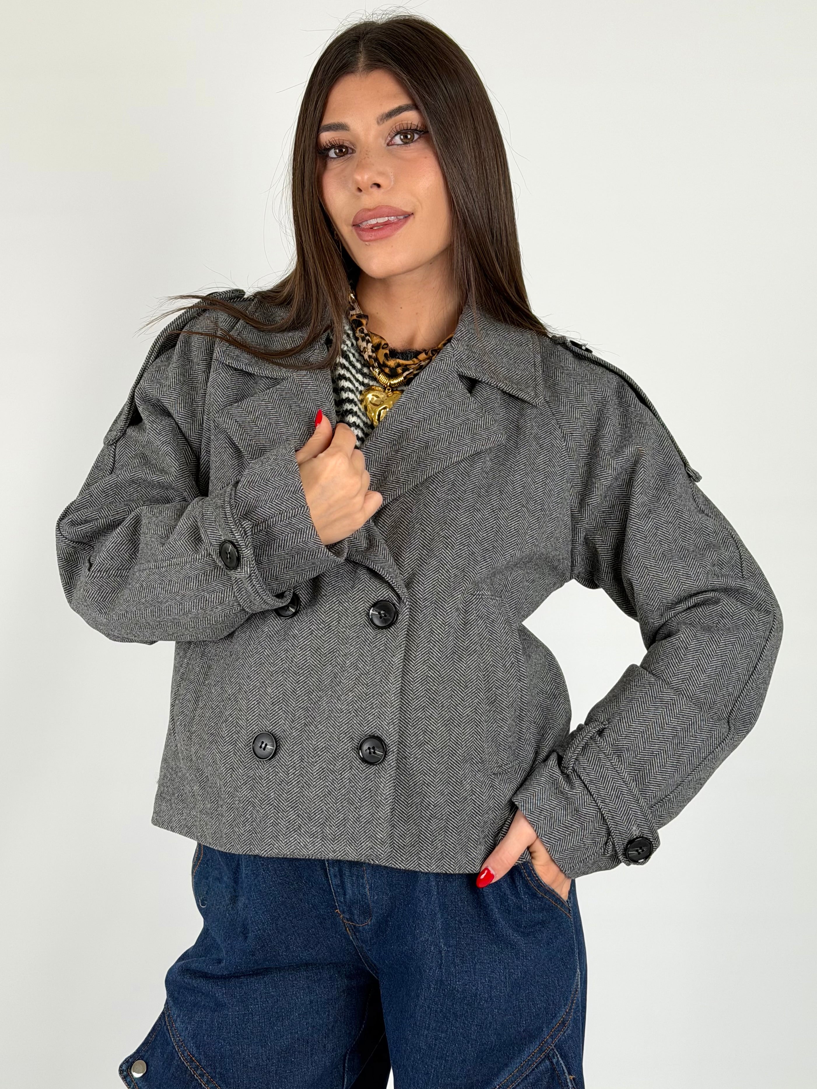 Maxi cappotto panno grigio