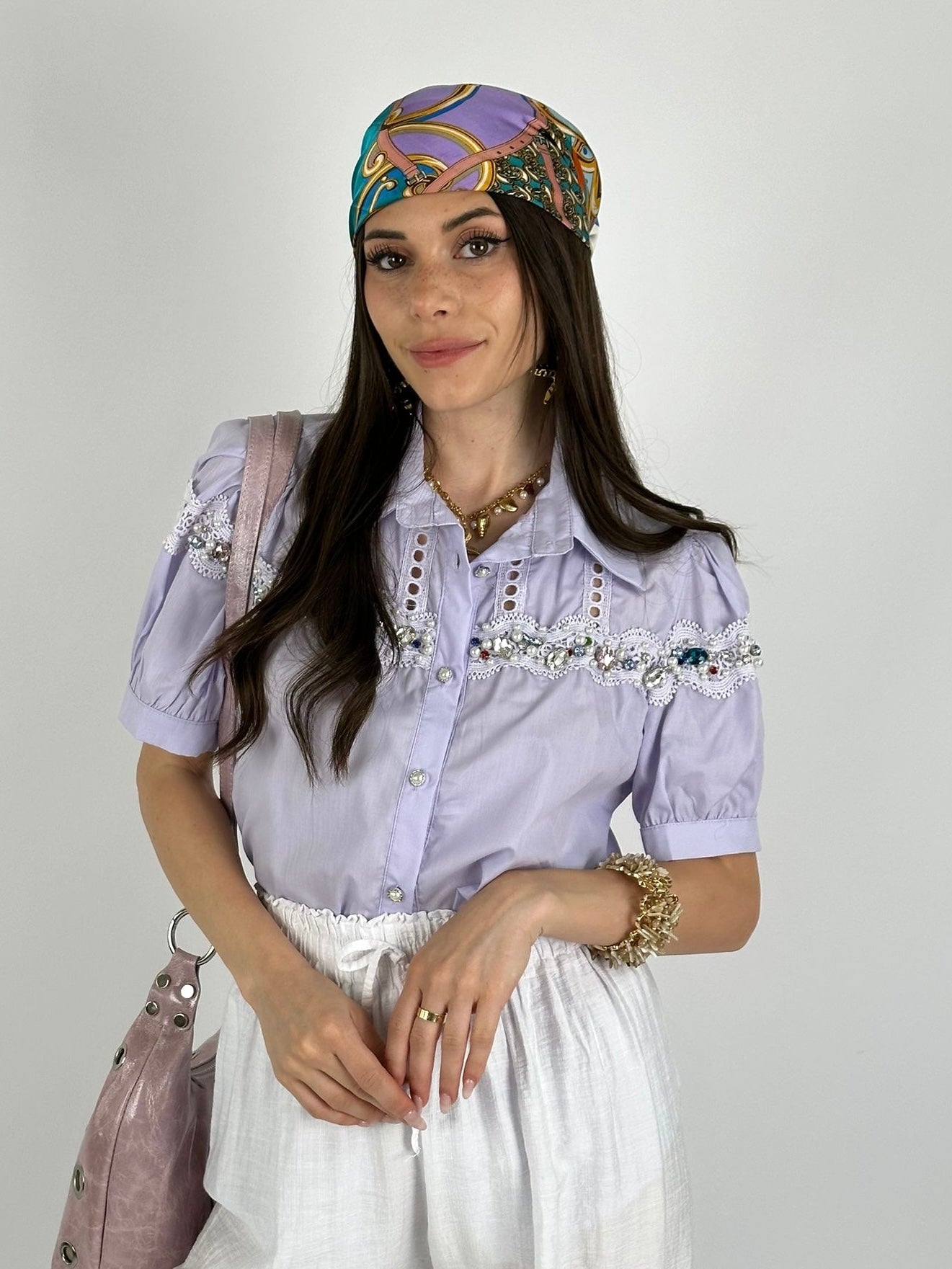Camicia pietre colorate lilla