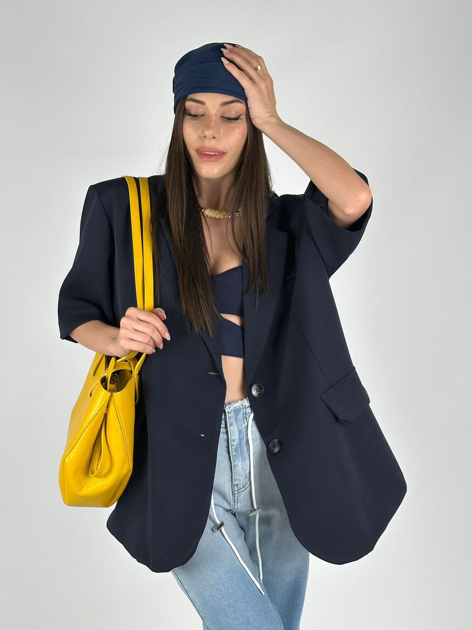 Giacca mezza manica blu alicia