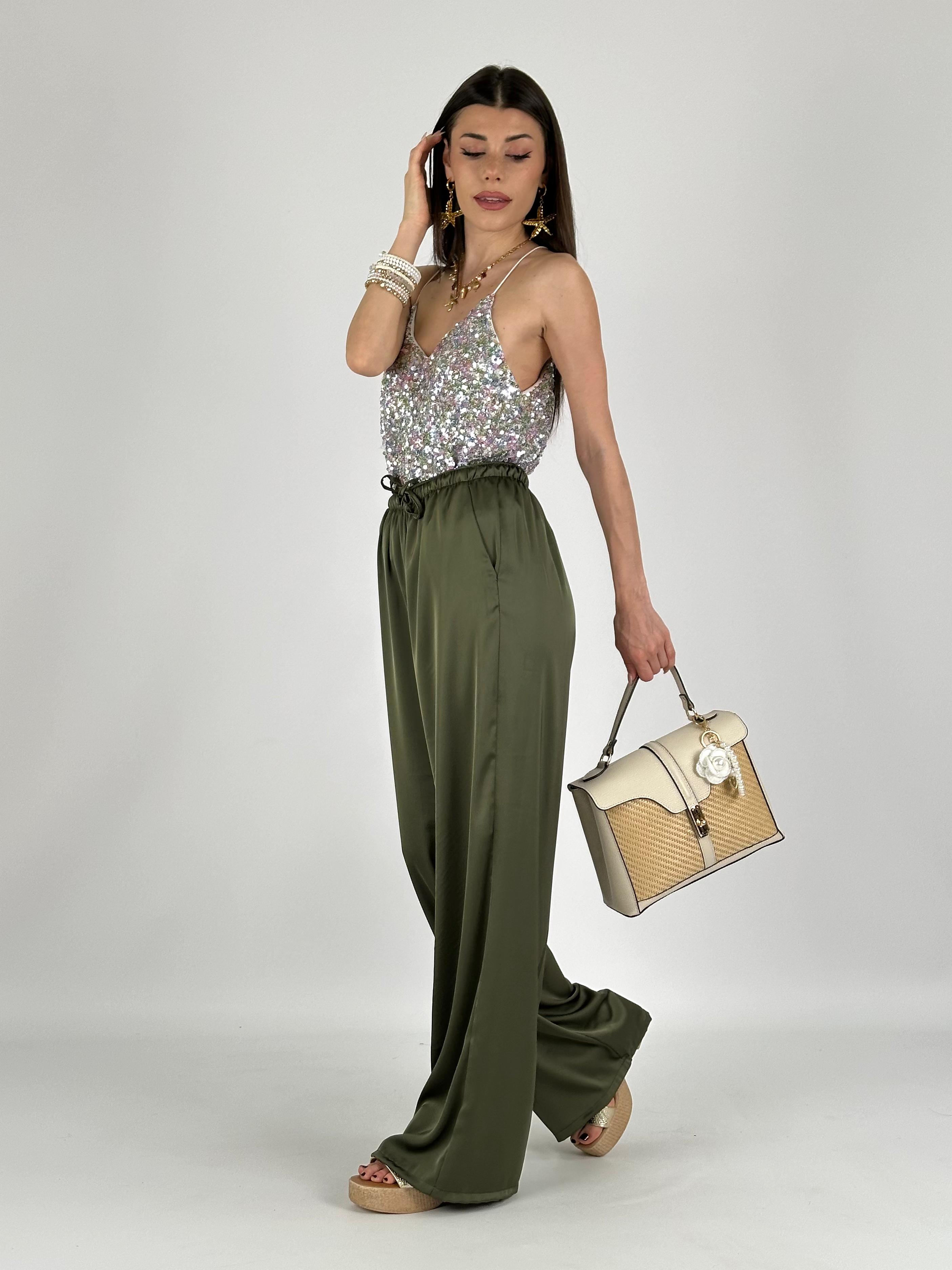 Top paillettes argento