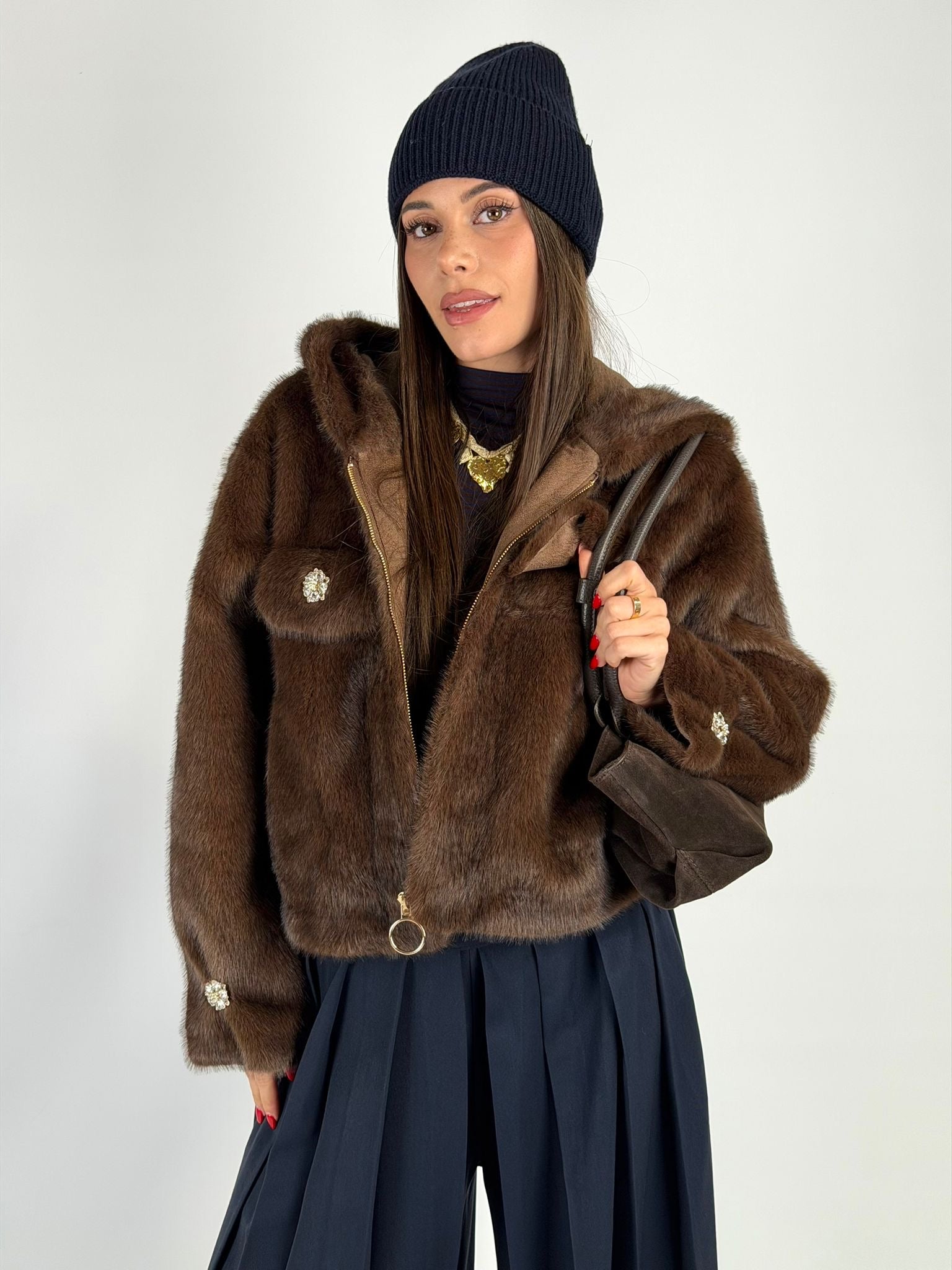 Pelliccia Bomber moro
