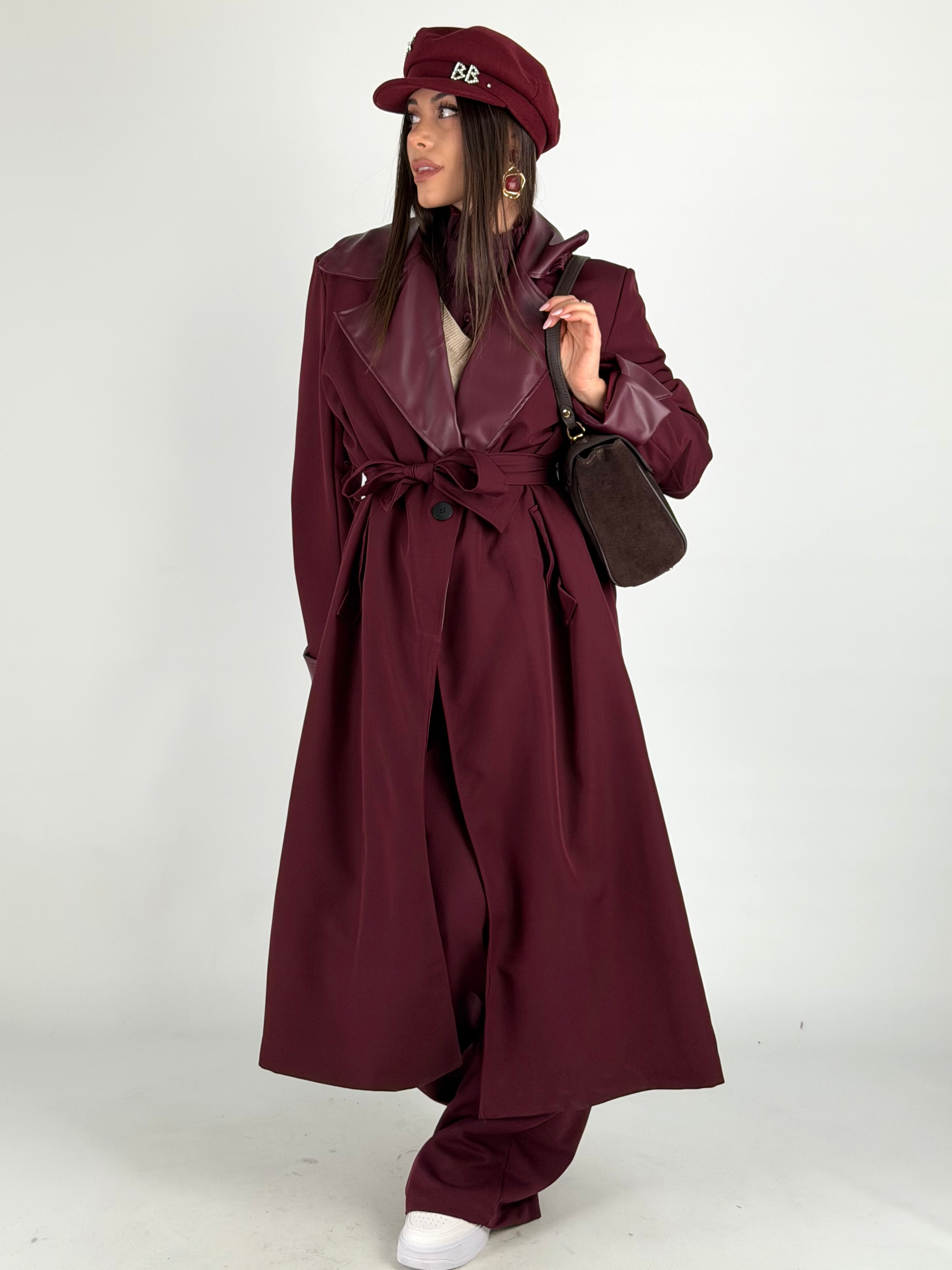 Trench inserti ecopelle bordeaux