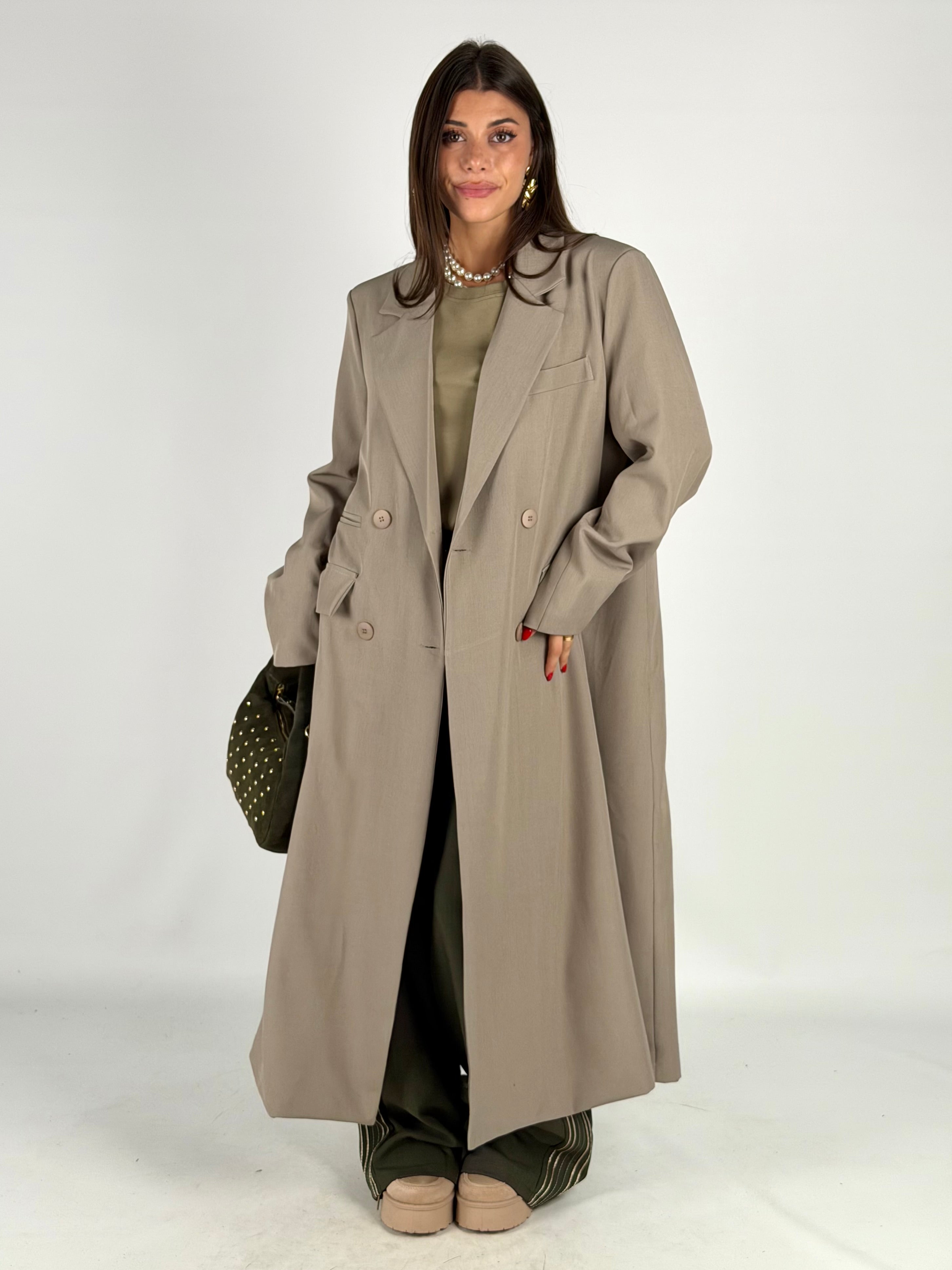 Cappotto lungo doppio petto beige