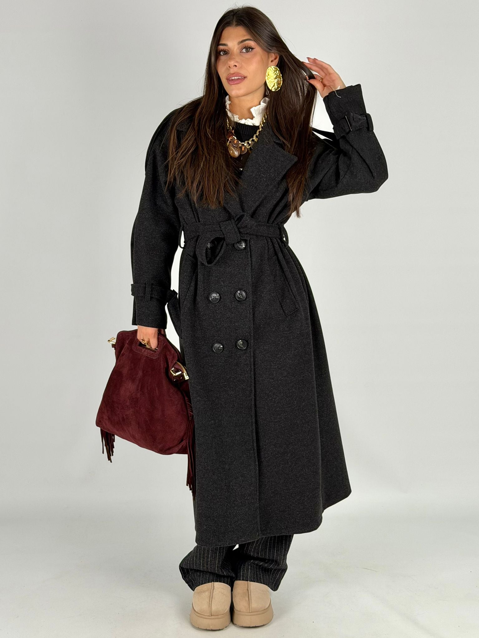 Maxi cappotto fiocco nero