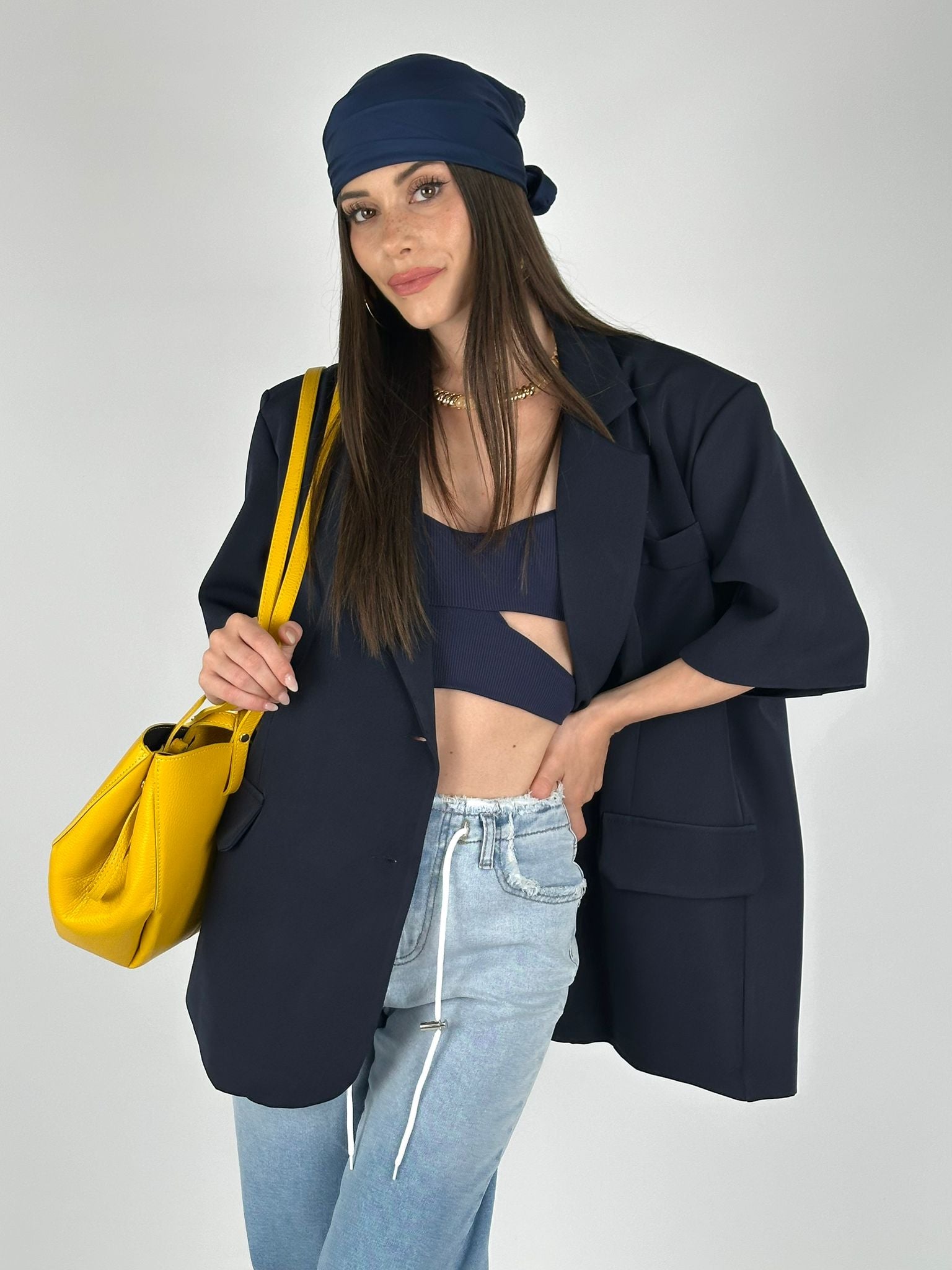 Giacca mezza manica blu alicia