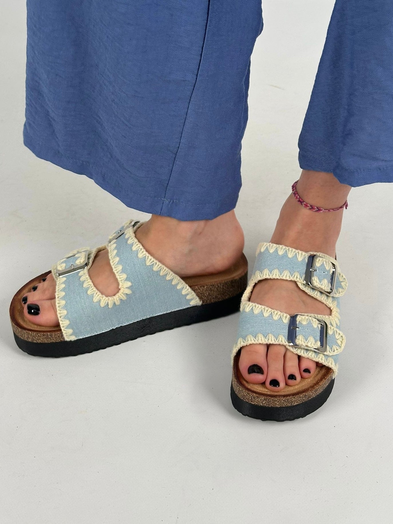 Ciabatta zig zag celeste