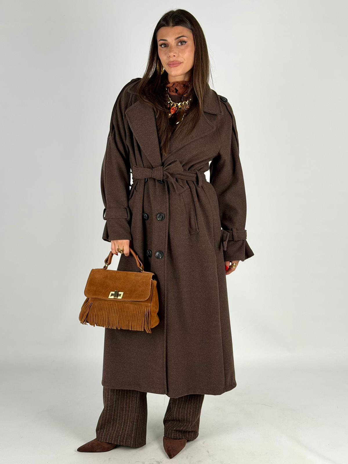Maxi cappotto fiocco moro