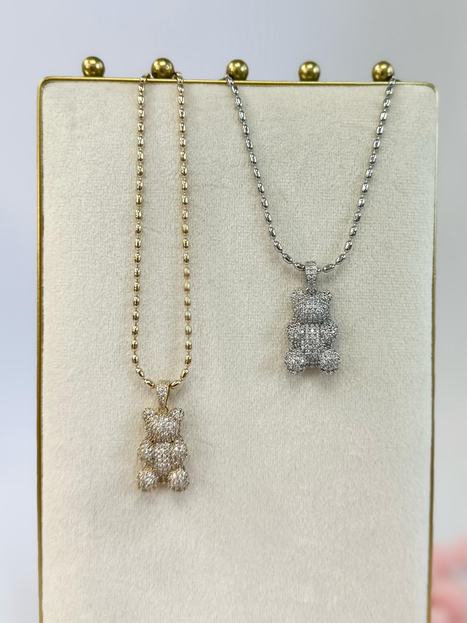 Collana catena sfere + maxy teddy