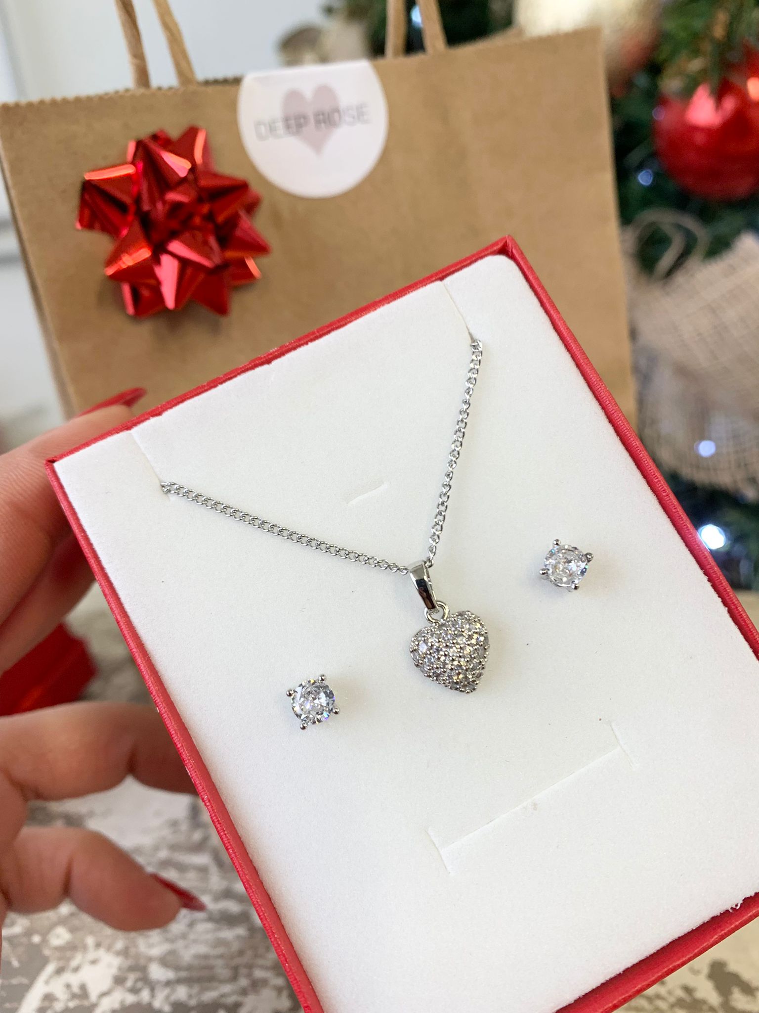 SET COLLANA cuore zirconato + punto luce