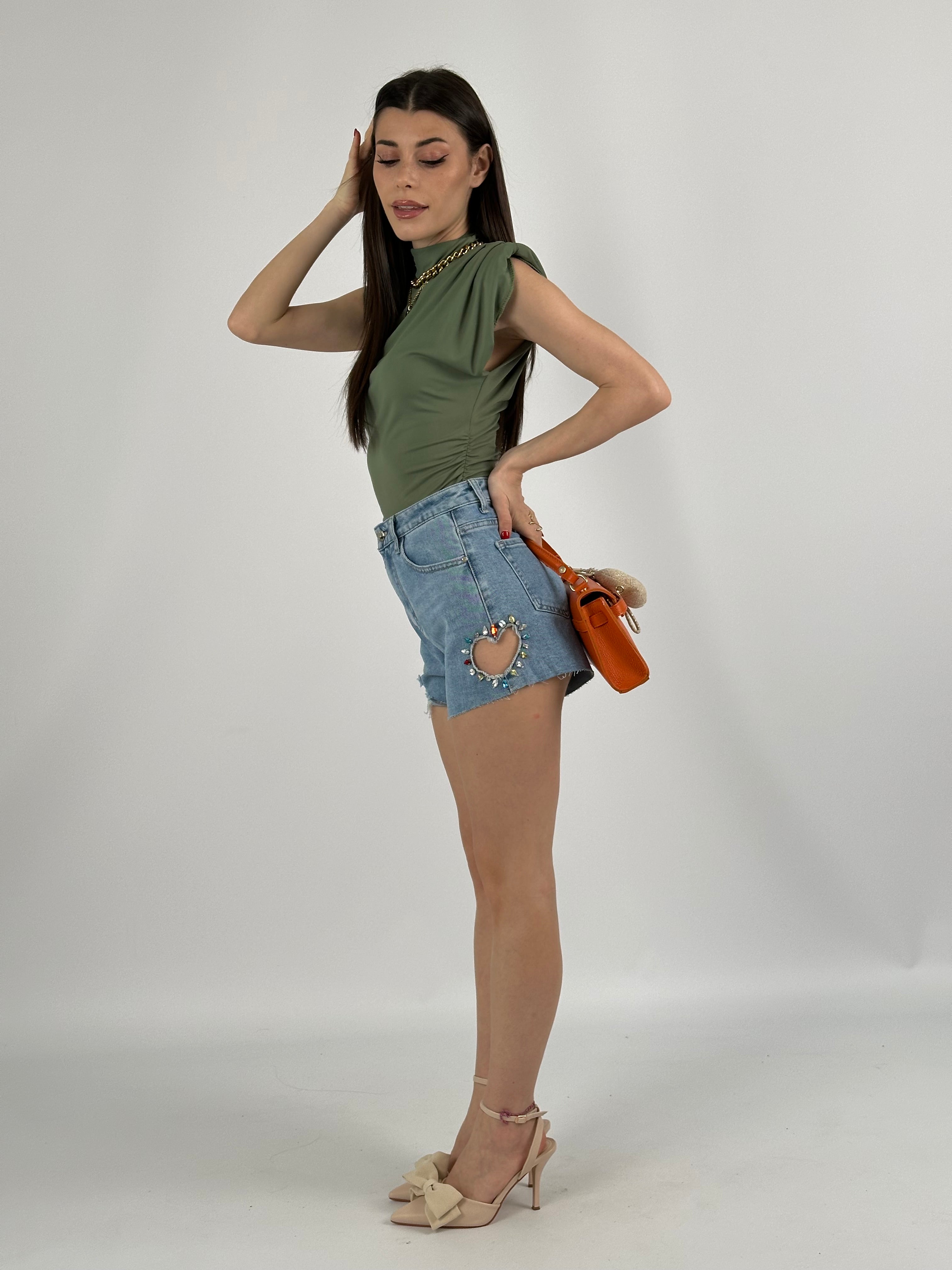 Shorts Jeans con gemme colorate
