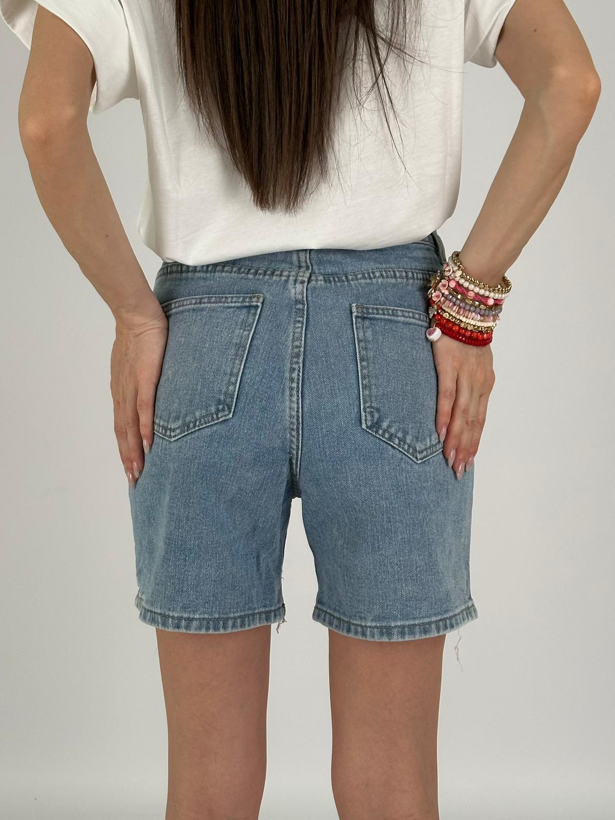 Shorts denim laccetto laterale