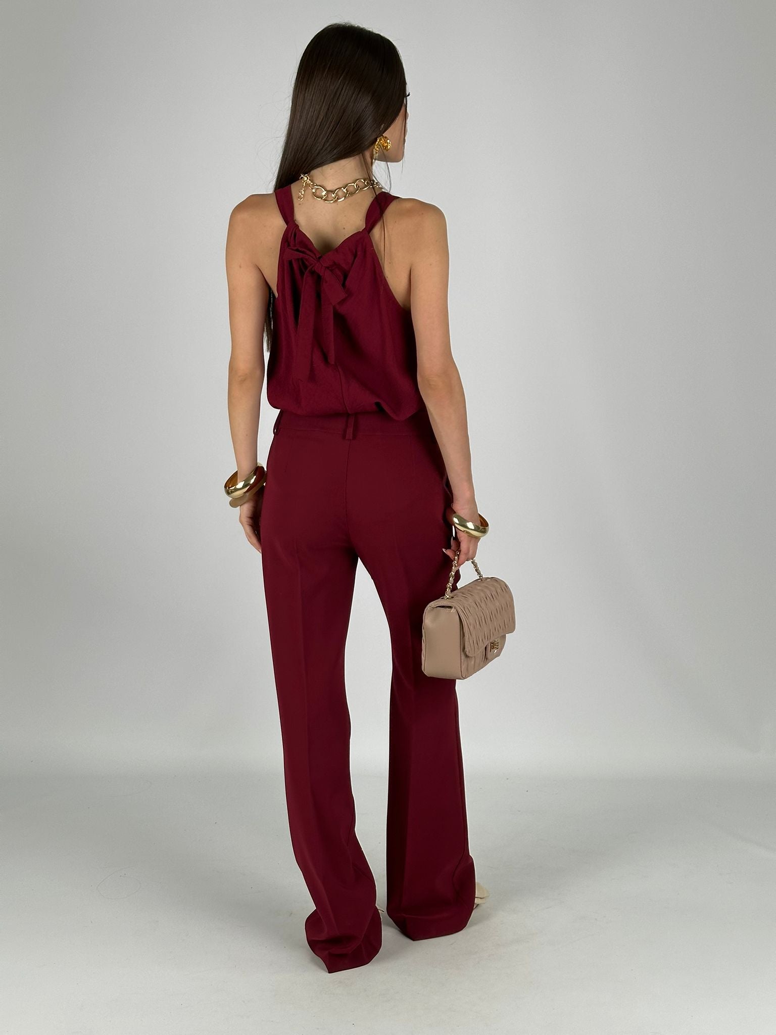 Top fiocco retro bordeaux