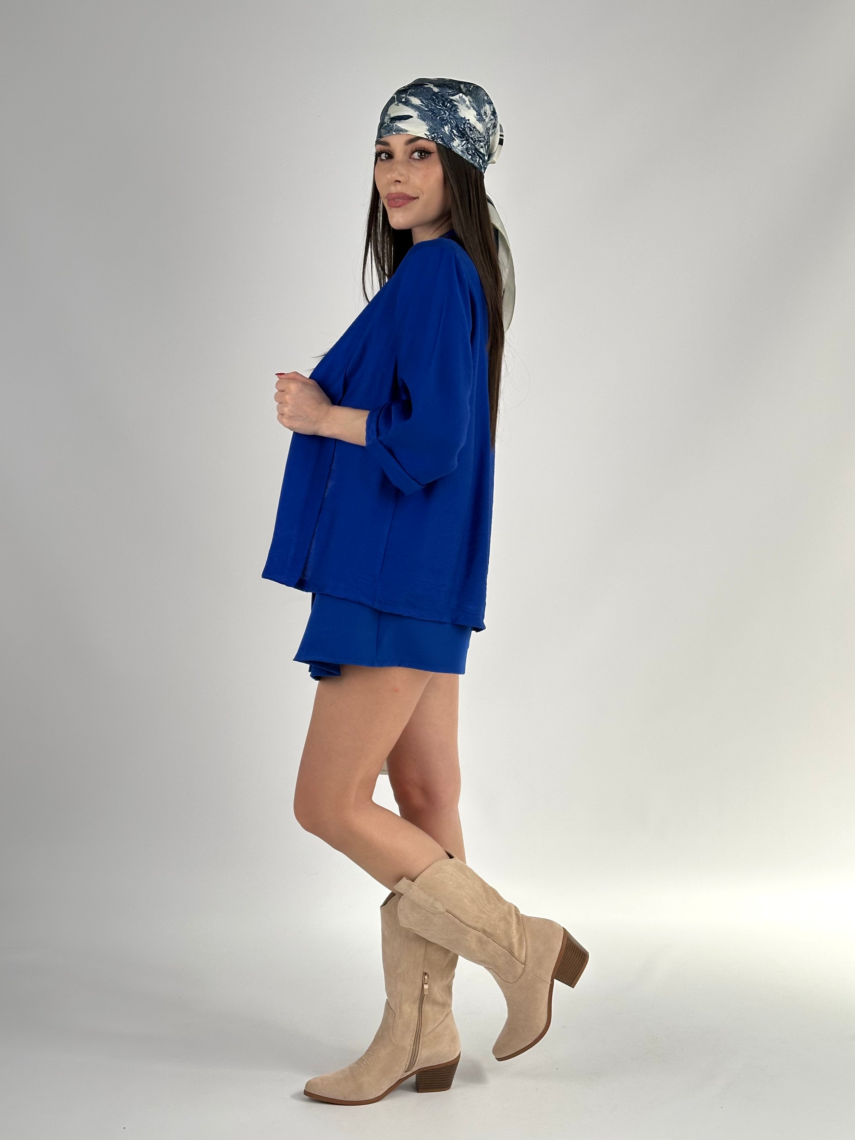 Giacca in viscosa Manila blu