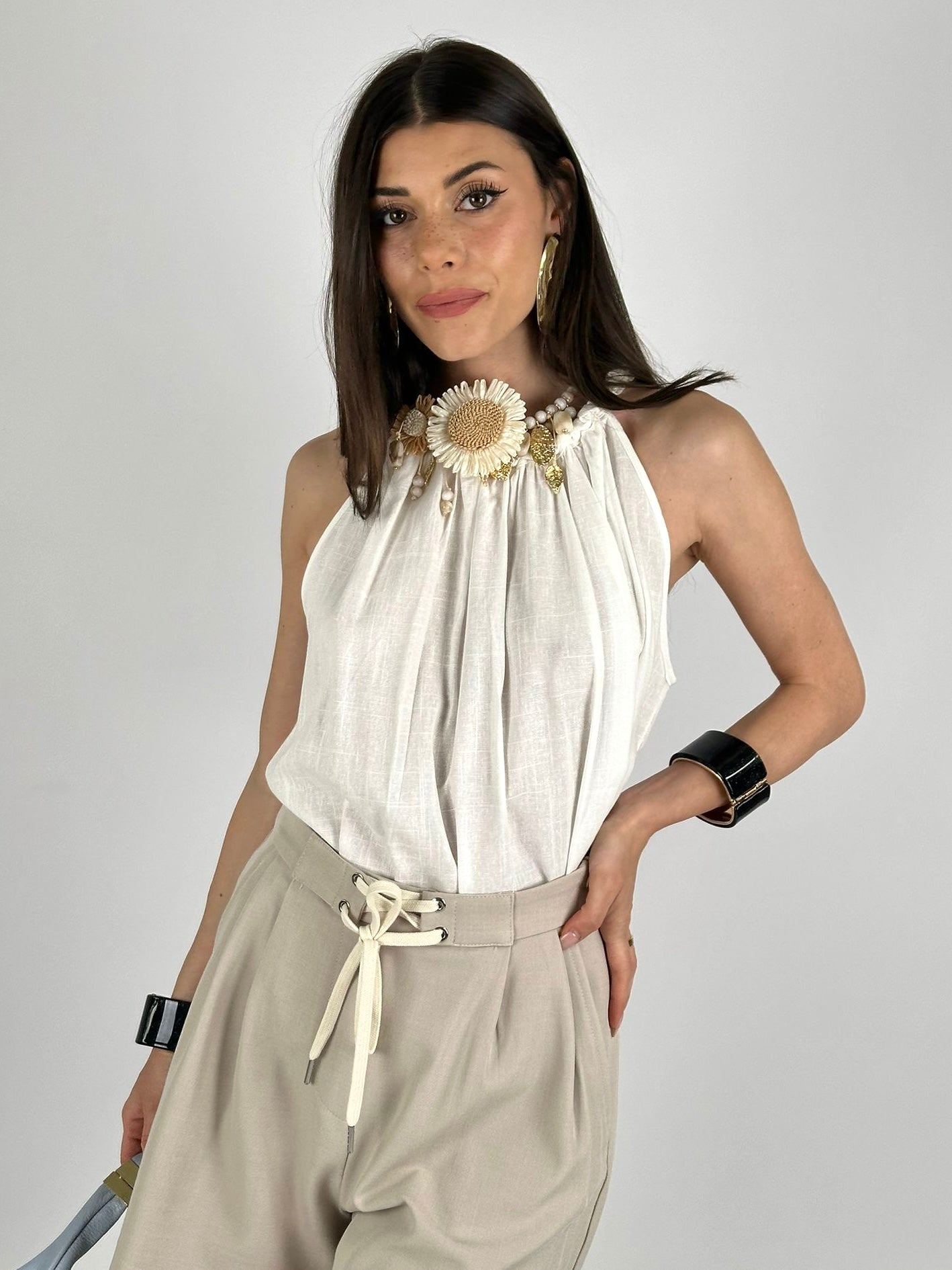 Top treccia bianca