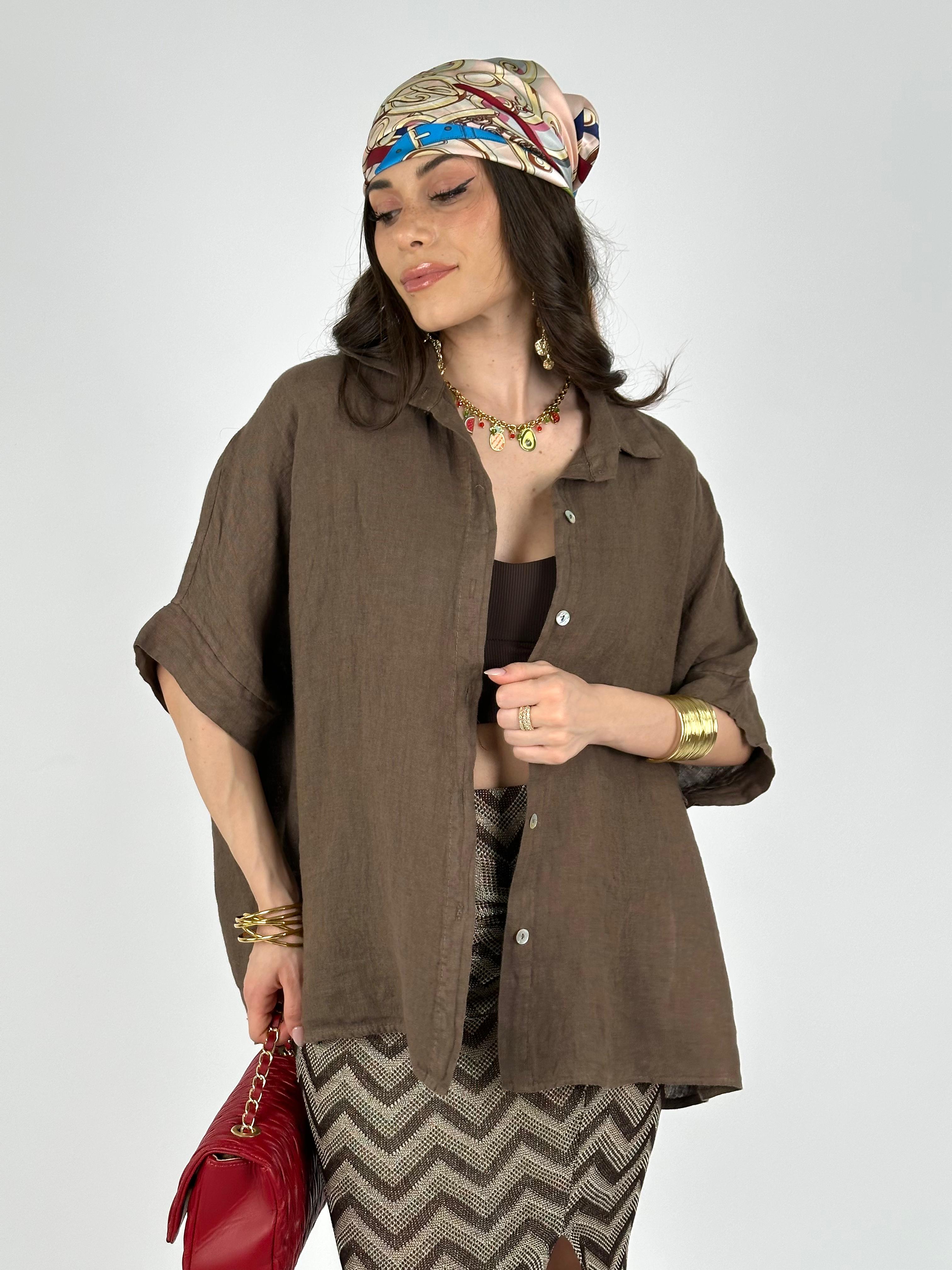 Camicia in puro lino testa di moro