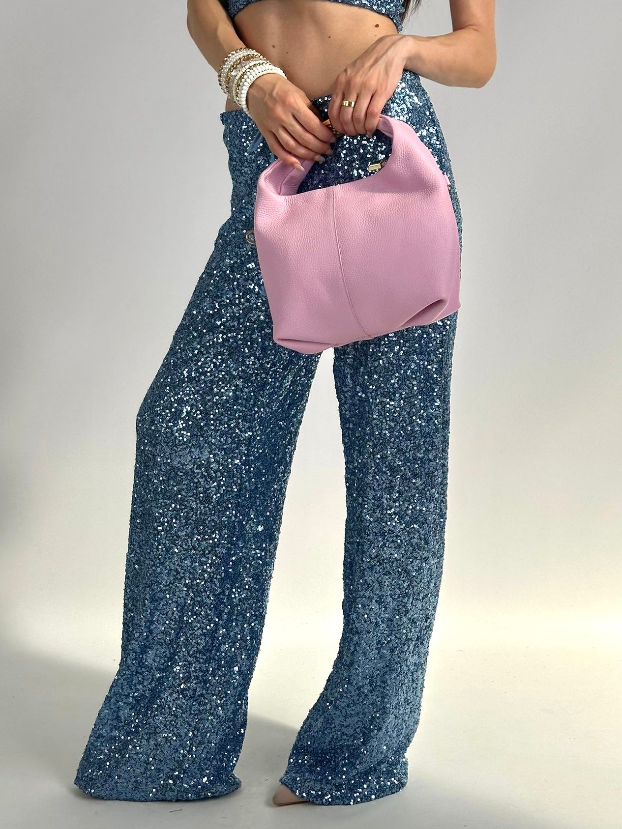 Completo paillettes blu
