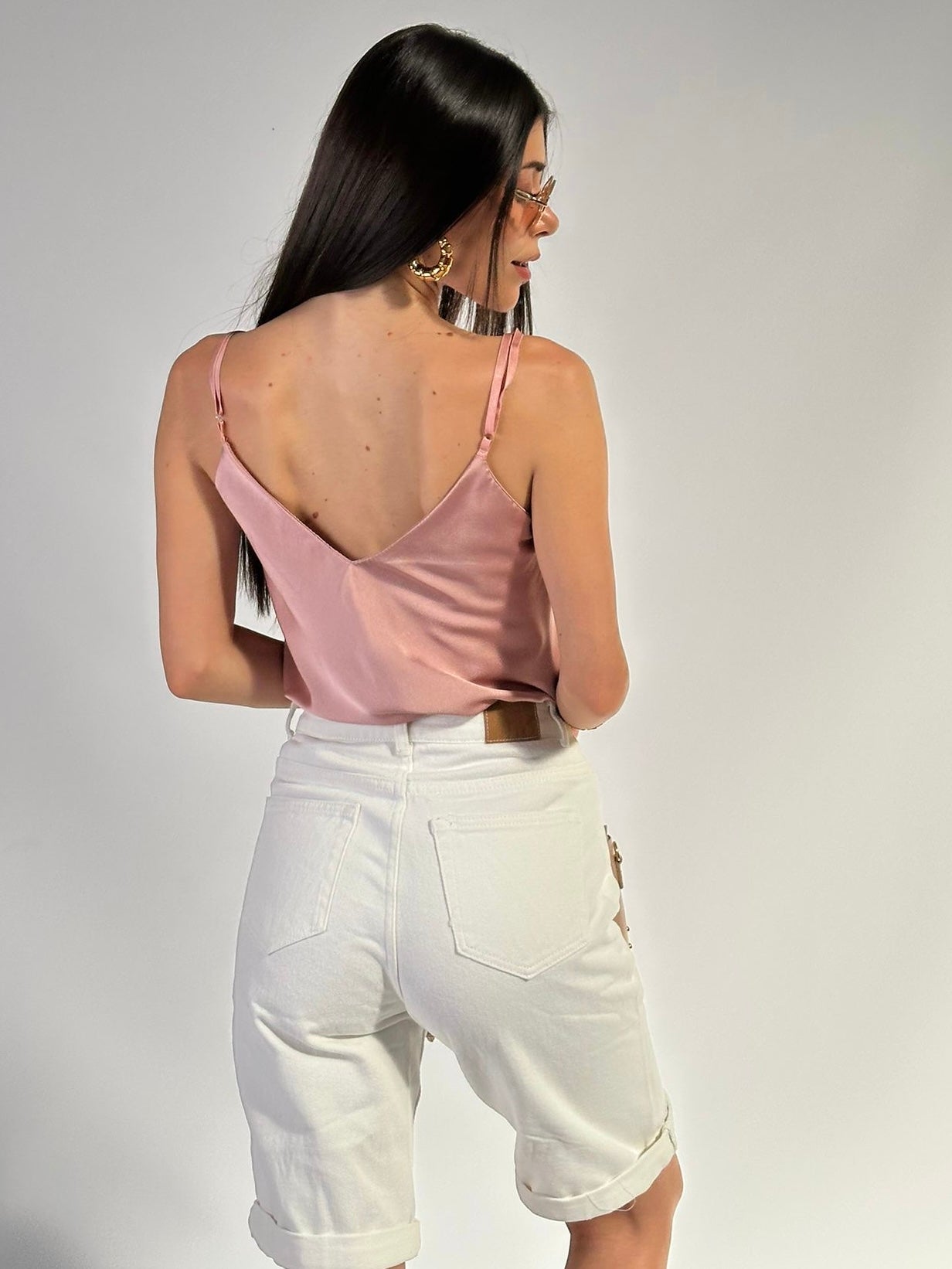 Top raso rosa