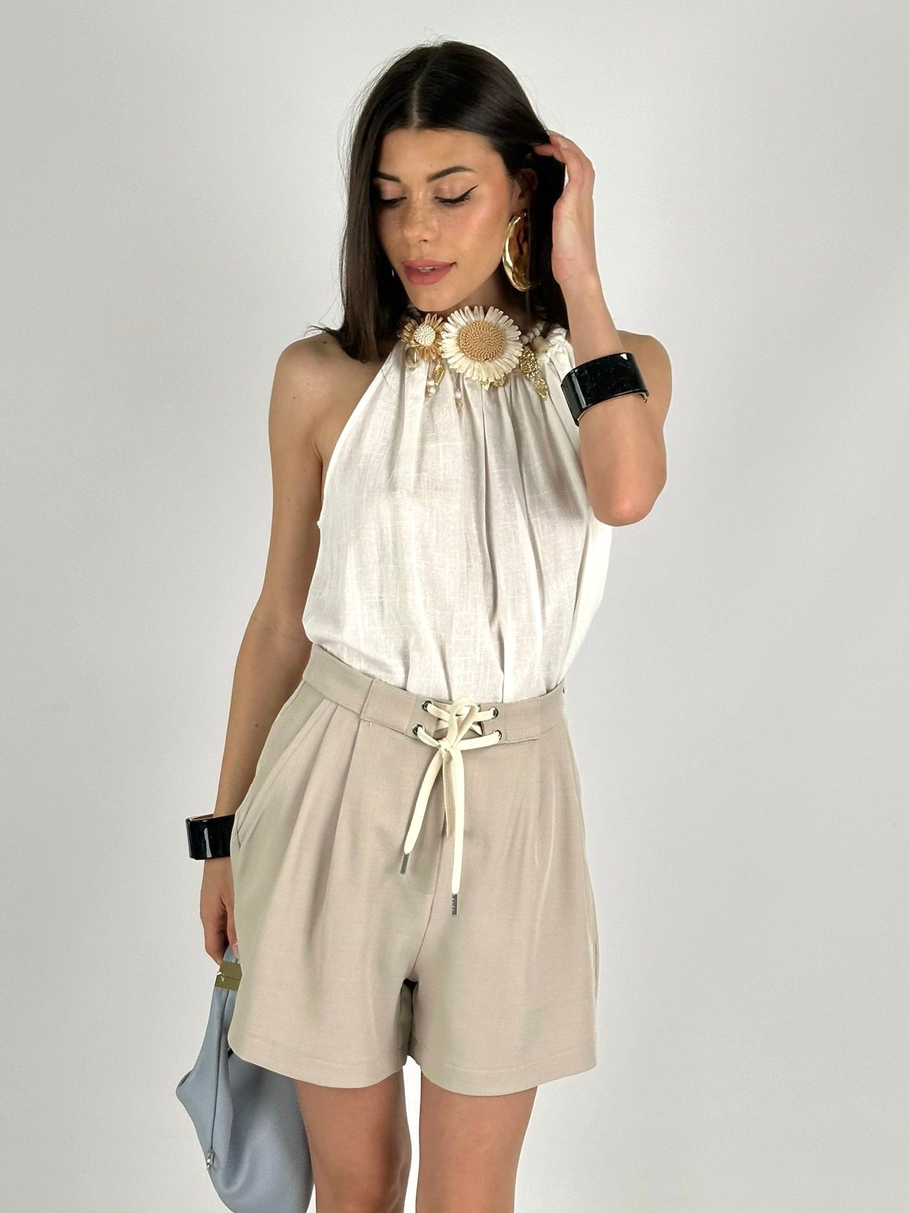 Top treccia bianca